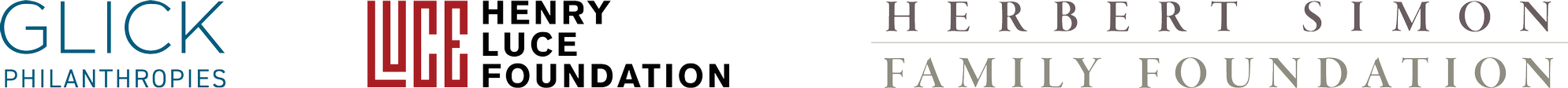 Logos for Glick Philanthropies, Henry Luce Foundation, and Herber Simon Family Foundation